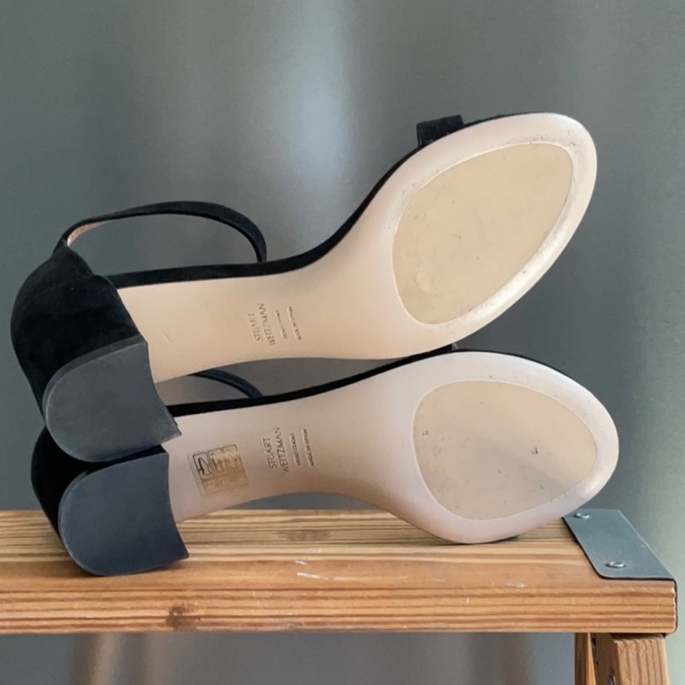 Stuart Weitzman Black Suede Sandal 7.5 - Picture 10 of 12